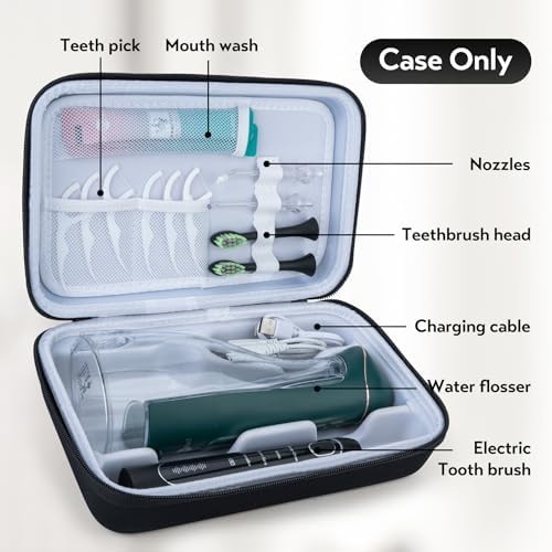 Water Flosser Travel Case, Portable Oral Irrigator Organizer, Sturdy Storage Case for Flosser, Electric Toothbrush, Toothpaste and Irrigator Accessories (Case Only) - Black