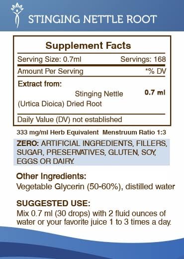 Secrets of the Tribe Stinging Nettle Alcohol-Free Liquid Extract, Stinging Nettle (Urtica Dioica) Dried Root (4 FL OZ)