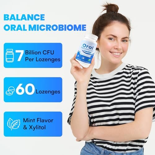 Oral Probiotics, 11 Billion CFU, with M18, A12, Oral Probiotics for Mouth Bad Breath for adults, Dry Mouth, Gum Health & Gum Restore, Chronic Halitosis, Fresh Breath, 60 Lozenges (Mint Flavor)