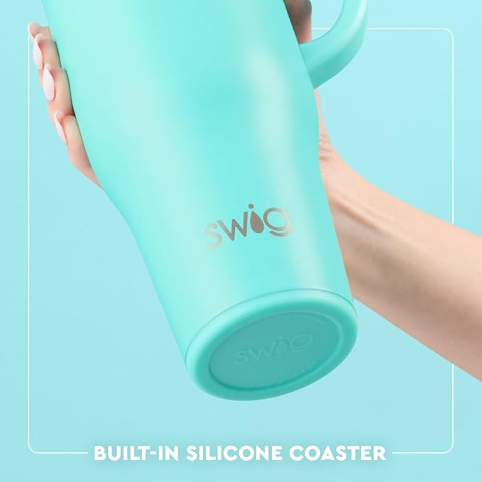 Swig Life 40oz Mega Mug, 40oz Tumbler with Handle and Straw, Extra Large Insulated Tumblers, Cup Holder Friendly Travel Mug (Strawberry Shortcake)