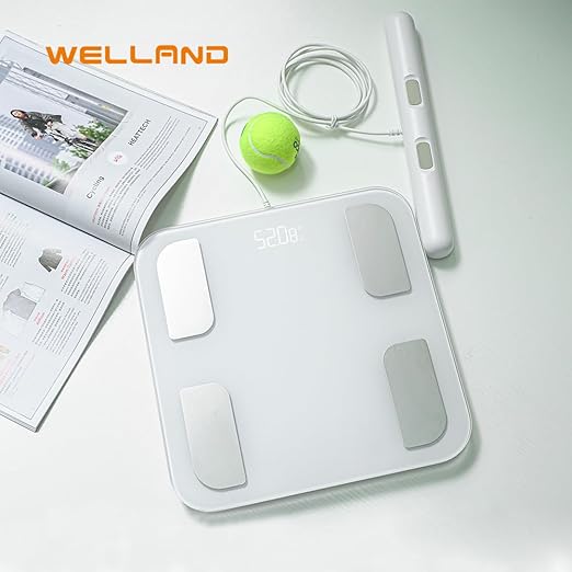 Fitdays Smart Body Fat Scale | Advanced 8-Electrode Technology for BMI/20+ Body Metrics | Full-Color LED & High Precision | Bathroom Weight Scale for Fitness/Weight Loss | (FG2001B-A-WHITE)