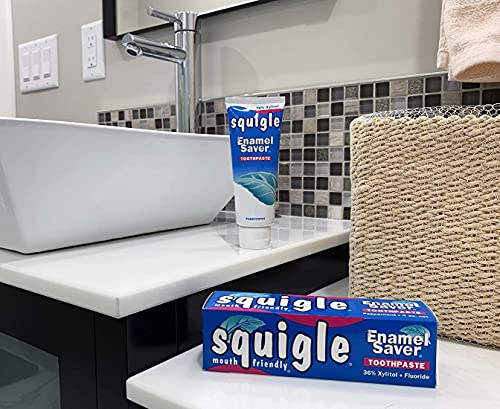 Squigle Enamel Saver Toothpaste : 36% Xylitol. with Fluoride. SLS Free. Prevents Canker Sores, Bad Breath, Perioral Dermatitis, Chapped Lips. Soothes & Protects Dry Mouths - 1 Pack