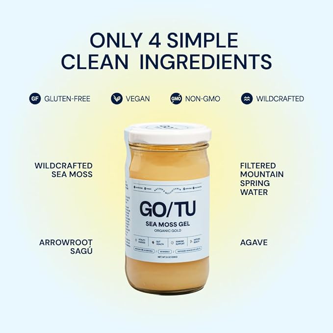 GO/TU Sea Moss Gel – 8oz Gold | Pure, Shelf-Stable Superfood | Nature’s Multivitamin