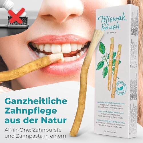 Miswak Toothbrush - Traditional Arabian Toothbrush, Wooden Toothbrush, for Natural White Teeth, 5pcs by BLISSANY