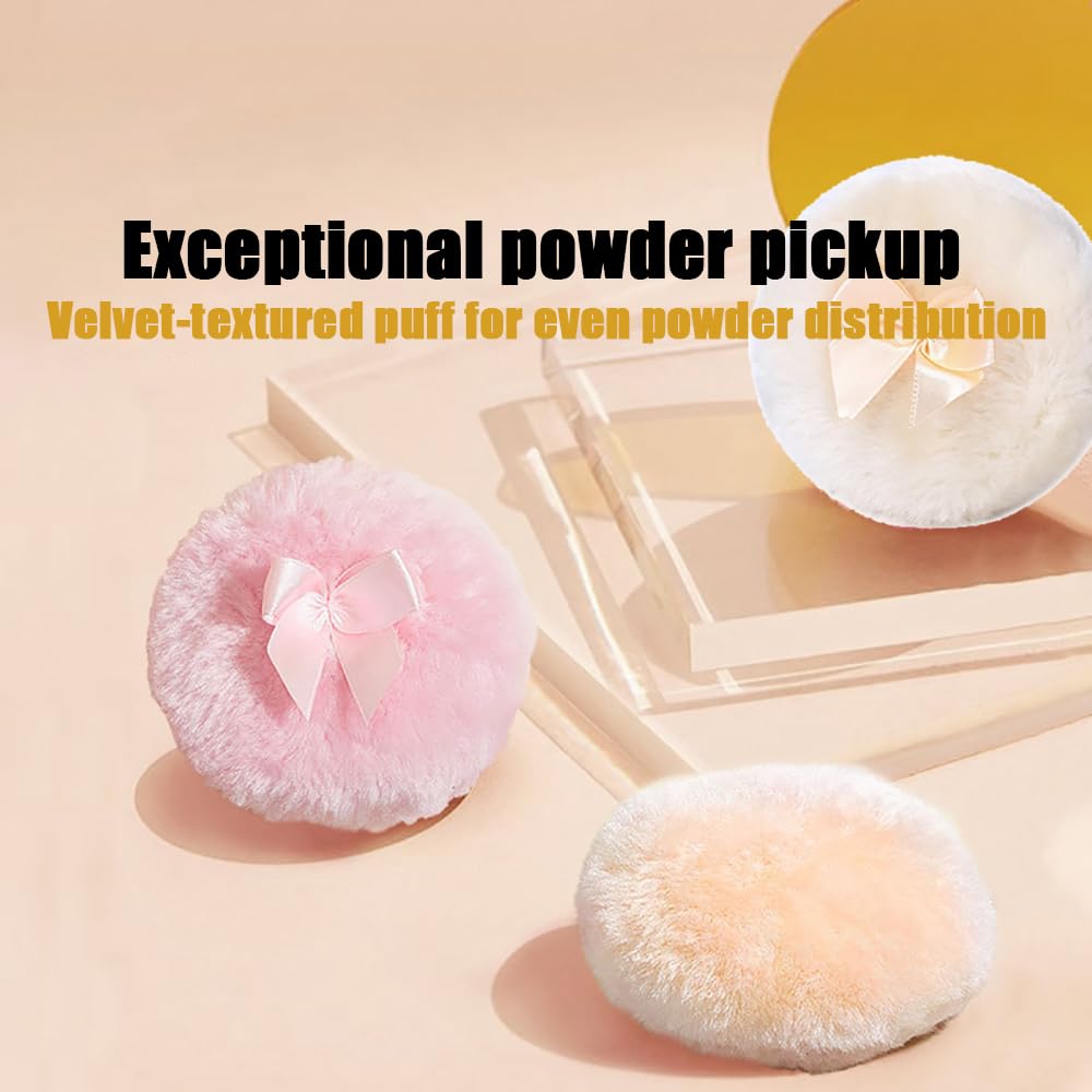 Luxury 4 Inch Glass Loose Powder Container with 2 Soft 3.5" Puffs｜Non-Sealed Refillable Organizer Storage for Body Powder Makeup & Jewelry & Setting Applicator(Crown-Colorful)