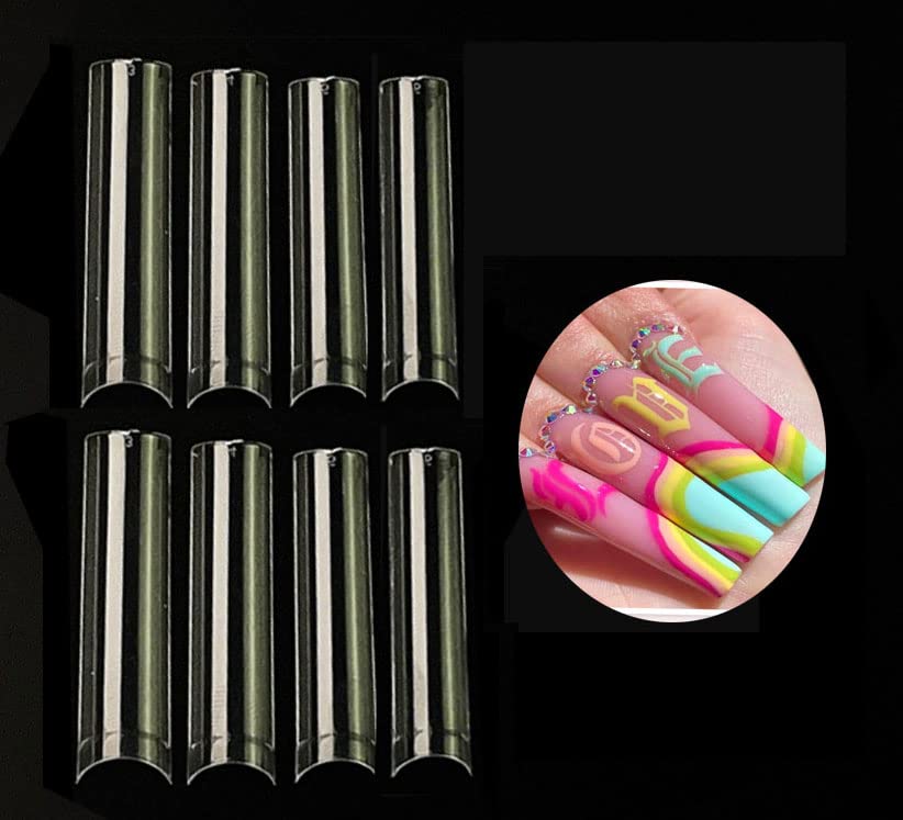 No C Curve Xxl Square Nail Tips Size 4,5,6,7 , 600Pcs Per Bag Clear Acrylic Nails Square Shape Nail Tips Sitelenaby Flattened Ha