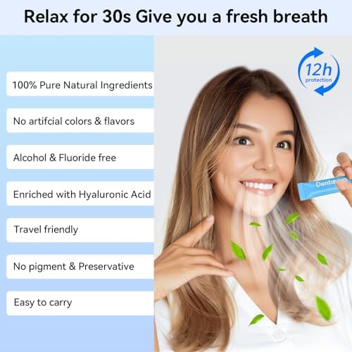 Travel Size Mouthwash – 40 Individual Packets – Dry Mouth Relief Strips with Hyaluronic Acid & Probiotics – Alcohol, Fluoride & Gluten Free – Xylitol Cavity Prevention | Travel Oral Care