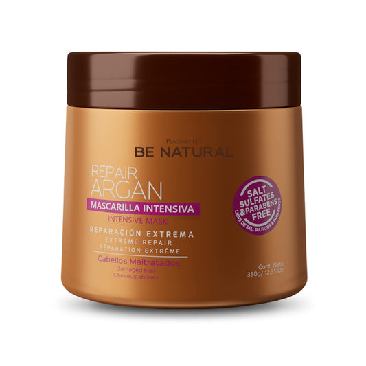 Placenta Life Be Natural Repair Argan Mask With Argan Oil For Damaged Hair - Total Repair, Shiny Hair (350 Gr/ 12.35 Oz)
