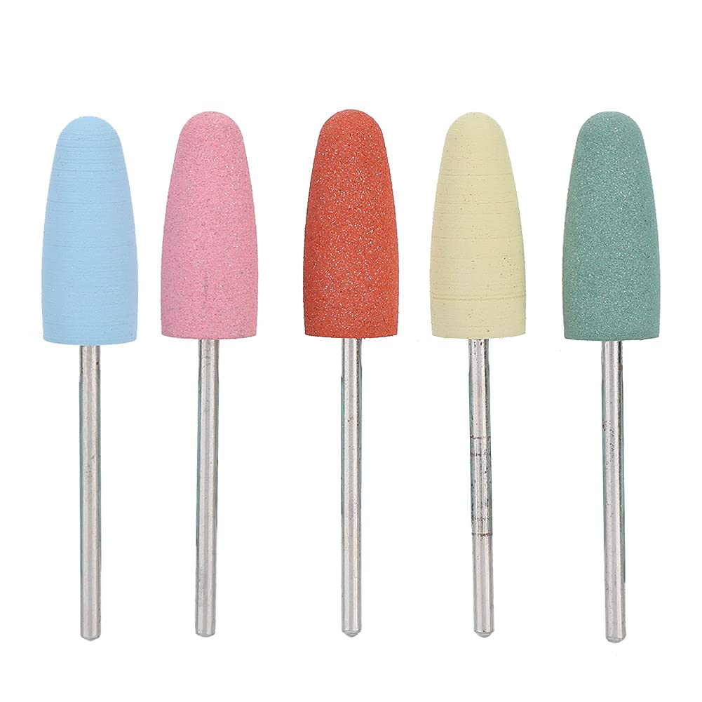 Nail Drill Bits,Olisher Silicone Green For Nails,Russian Manicure Drill Bits,Silicone Nail Bit 5Pcs Set Rubber Nail Drill Bits M