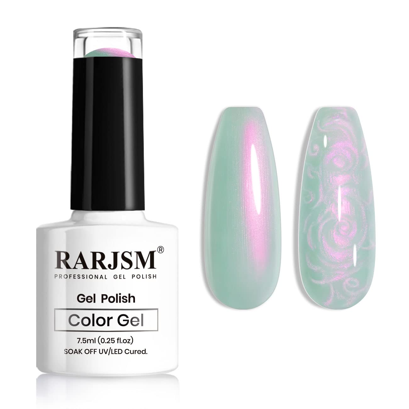 Rarjsm Green Mermaid Gel Polish Pearl Gel Nail Polish,Purple Pearl Gel Polish Shimmer Pigment Glitter Iridescent Swirl Thread Ef