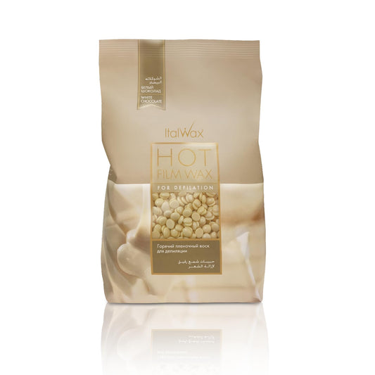Italwax White Chocolate - 1Kg / 2.2Lb - Hard Wax Beads For Hair Removal - Natural Formulation Ideal For All Skin Type - Vanilla