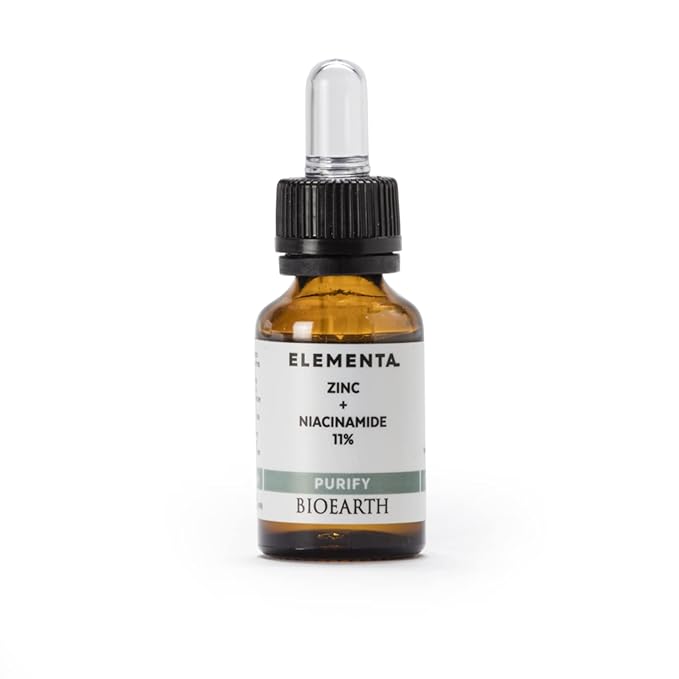 Bioearth Elementa, PURIFY Concentrated Face Serum with Zinc and 11% Niacinamide, Purifying and Balancing Effect, Made in Italy, Vegan, AIAB Certification - 15ml Pack