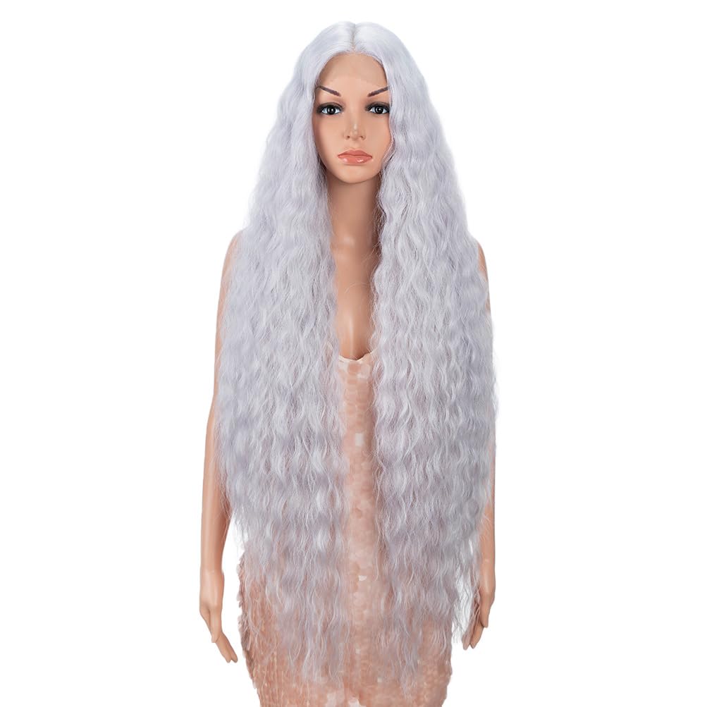Style Icon 41'' Lace Front Wigs Long Wavy Synthetic Wigs With Baby Hair Half Hand Tied 130% Density Wigs (41'', Thistle)
