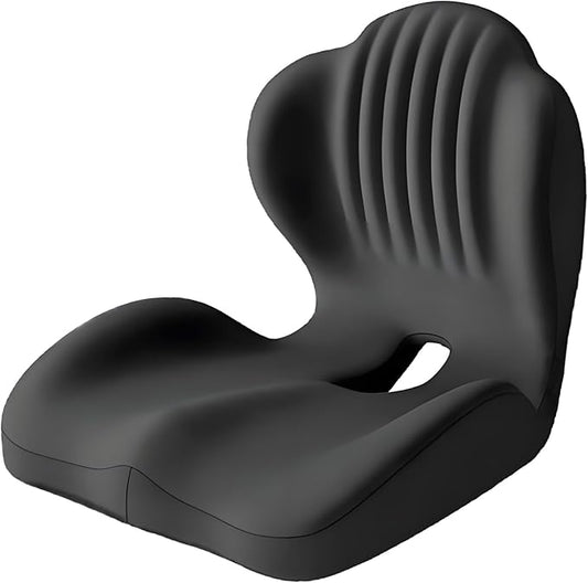 Seashell Memory Foam Seat Cushion -for Office Chair, Truck seat, Car Seat, Airplane Back Support & Sciatica Relief & Tailbone & Coccyx Pain Relief for Long Sitting and Driving(Black)