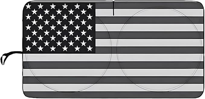 American Flag Car Windshield Sun Shade, Foldable Car Front Window Sunshade for Cars SUV Truck, Auto Interior Sun Protection Cover, Blocks UV Rays & Keeps Your Vehicle Cool (Black, XL)