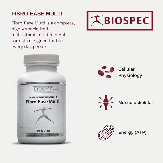 Fibro-Ease Multi - Contains Essential Vitamins & Minerals - Support Energy Production & General Health (120 Capsules)
