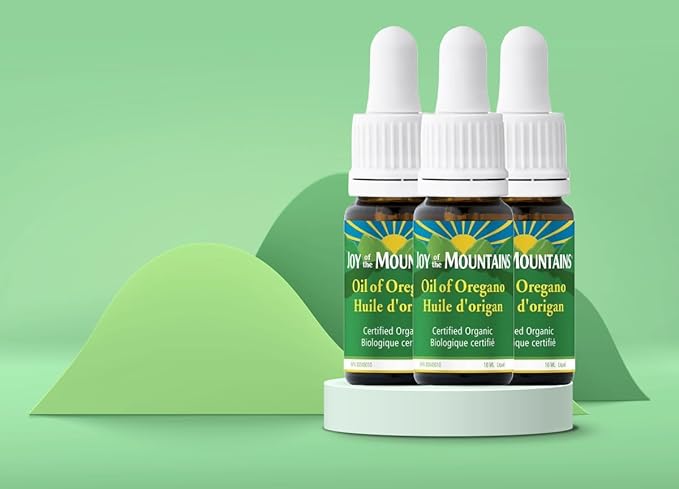 Joy of the Mountains Oil of Oregano Liquid With Dropper cap | Wild Mediterranean, Certified Organic Oil of Oregano | 10ml - 0.34 fl. oz. Liquid (Pack of 1 Bottle)