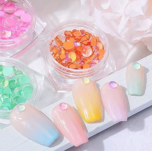 Tphaelay 900 Pcs New Candy-Colored Mermaid Bubble Beads Nail Art Decorations, Illusion Semi-Circular Pearl Mixed Size 2/3/4/5/6/
