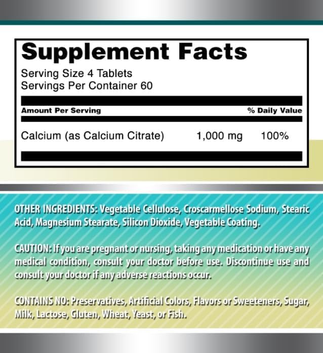 Amazing Formulas Calcium Citrate 1000 Mg | Tablets | Supplement for Men & Women | Non-GMO | Gluten Free | Made in USA (2 Pack, 240 Count)