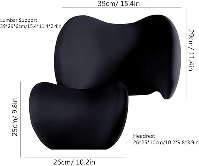 Car Lumbar Support Pillow Neck Pillow Set for Tesla Model 3 2017 2018 2019 2020 2021 2022 2023,Softness Cushion Neck Back Pain Relief Seat Accessories,Grey