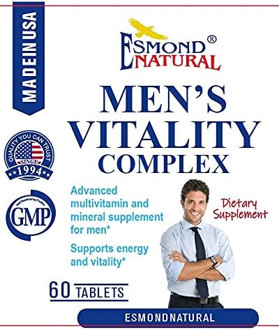 (8 Pack) Esmond Natural: Men's Vitality Complex (Advanced Multivitamin and Mineral Supplement for Men. Supports Energy and Vitality), GMP, Natural Product Assn Certified, Made in USA - 480 Tablets