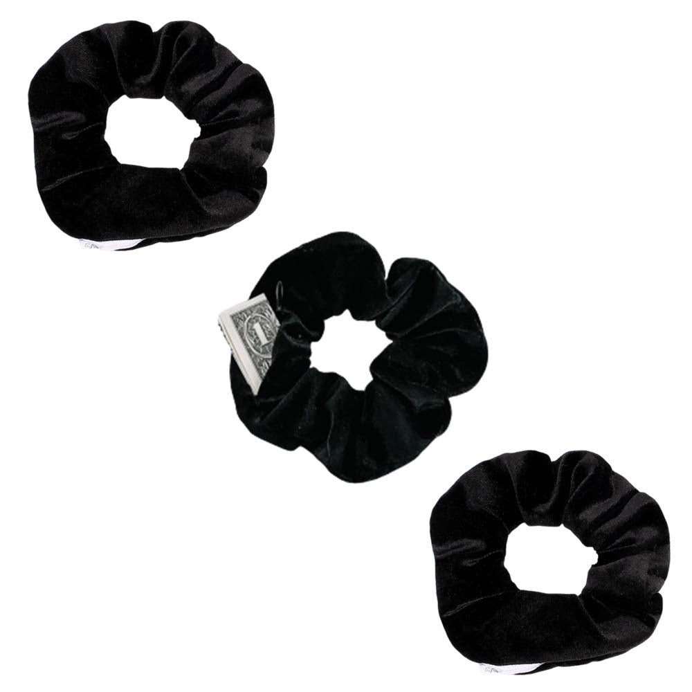 Suneboiz Zipper Scrunchies, Pocket Scrunchie, Secret & Hidden, Velvet Hair Ties Bracelet, Compatible With Apple Airpods 3&2&1, K
