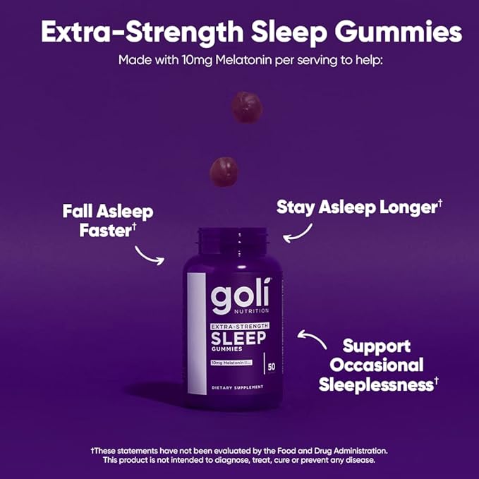 Goli Nutritional Supplement, Extra Strength Sleep Gummy 10mg Melatonin - 150 Count - Gluten-Free, Vegan, Non-GMO, and Gelatin-Free