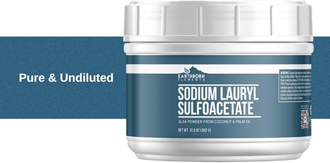 Earthborn Elements Sodium Lauryl Sulfoacetate (SLSA) (12.8 oz) Bath Bomb Additive, Gentle on Skin, Long-Lasting Foam & Bubbles
