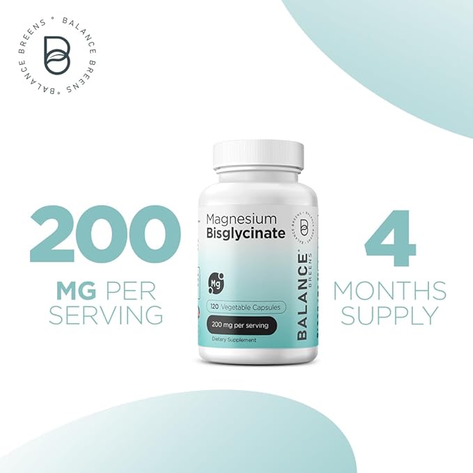 Magnesium Bisglycinate 200mg, High Absorption Chelated, 120 Vegan Capsules - Supports Heart Health, Muscle Cramps, Bone Health & Positive Mood