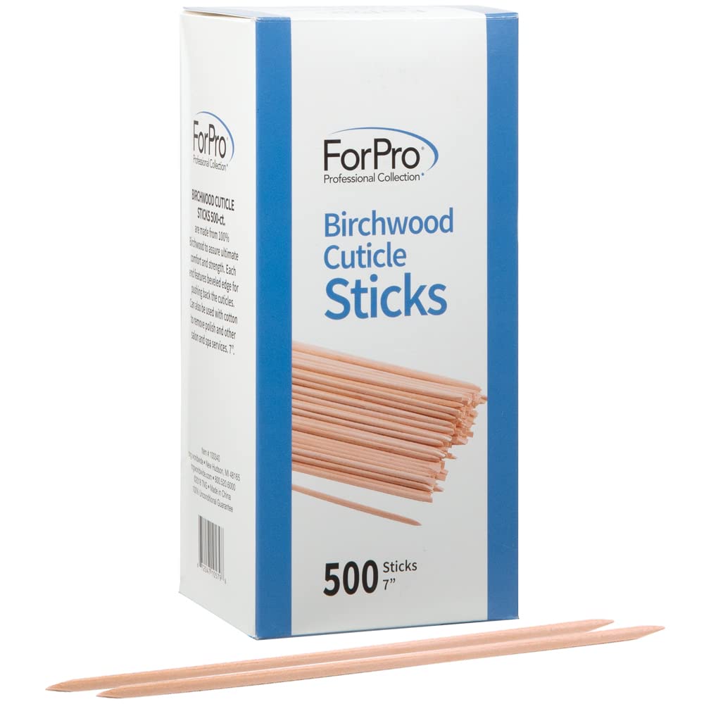 Forpro Birchwood Cuticle Sticks, Double Sided, Multi-Purpose Cuticle Pusher For Manicures And Pedicures, 7    L, 500-Count