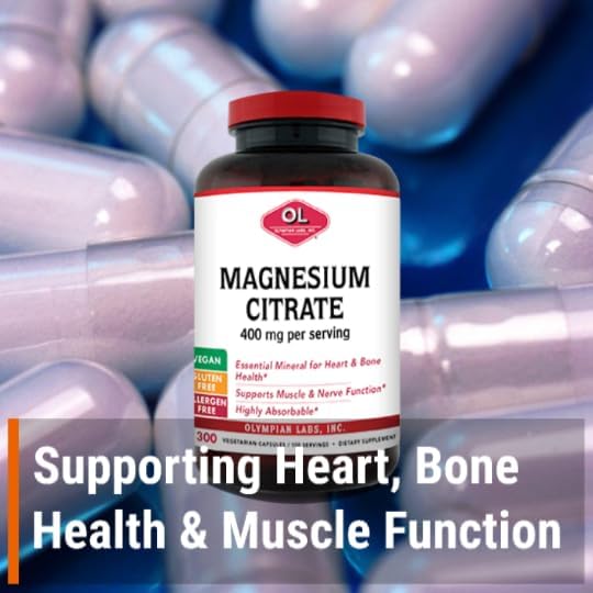 Olympian Labs Magnesium Citrate, 400mg 33 Servings, Support Healthy Nervous System, Muscle & Bone, 100 Capsules