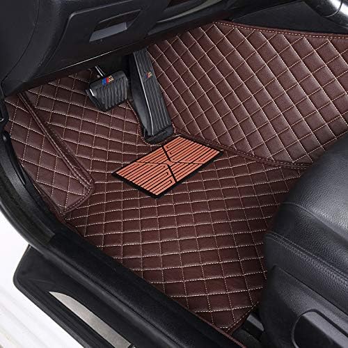 Custom Floor Mats for Cars fit 95% Sedan SUV Sports Car Full Coverage All Weather Men Women Pads Protection Non-Slip Leather Floor Liners (Beige Horizontal Stripes)
