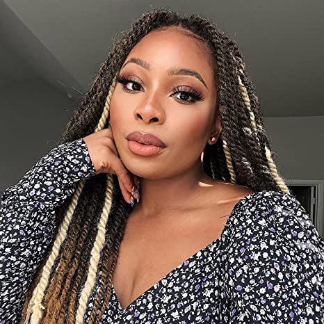 Toyotress Marley Hair Crochet Braids - 16 Inch 6 Packs T27 Ombre Blonde, Afro Kinky Curly Marley Twist Braids Synthetic Twist Cr