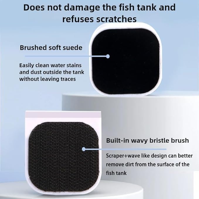 Mini Magnetic Aquarium Brush with Scraper Blade - Fish Tank Dirt Remover for Small Glass/Acrylic Tanks, Safe for Betta & Shrimp (5-20 Gallon) (Middle with Scraper)