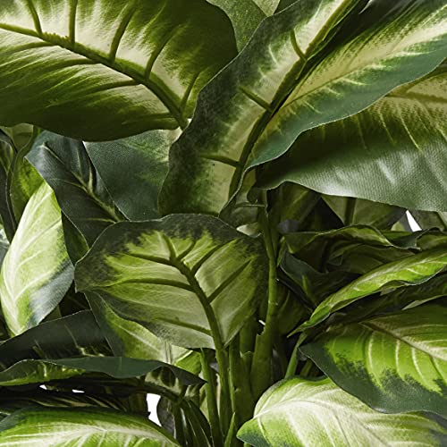 Nearly Natural 22IN Artificial Triple Golden Dieffenbachia Plant with Decorative Wood Planter, Faux Plant for Indoor Home Décor