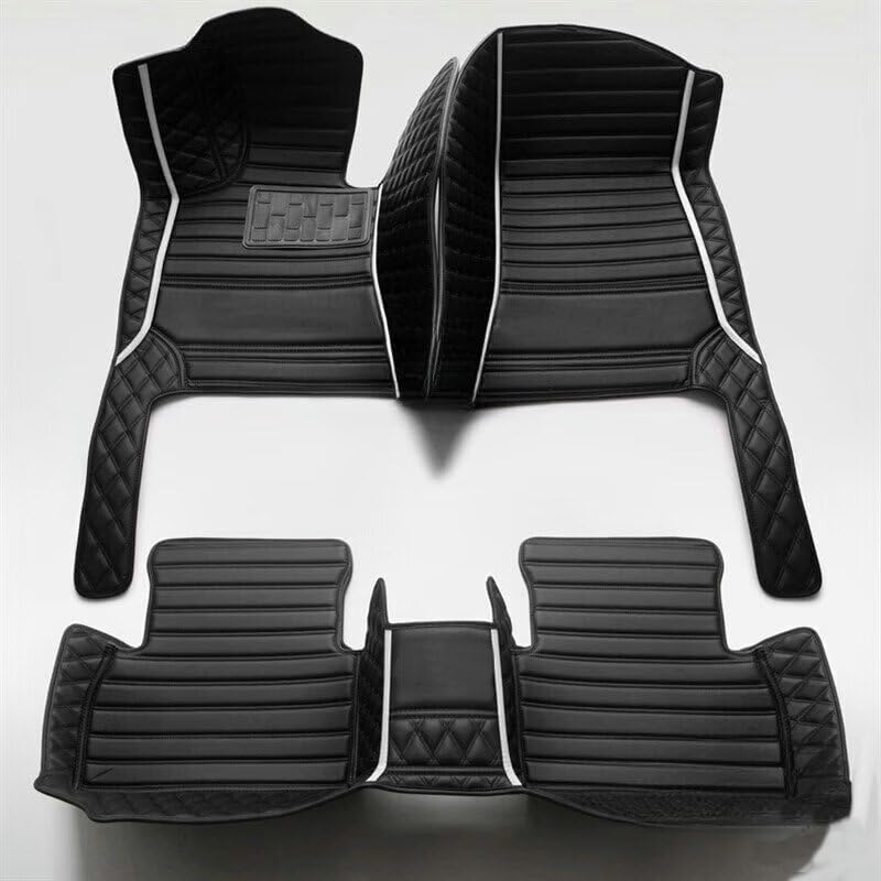 Custom Artificial Leather Waterproof All-Weather Car Floor Mats Fit for 99% Sedan SUV Sports Car Vehicle Car Mat (Black White bar)