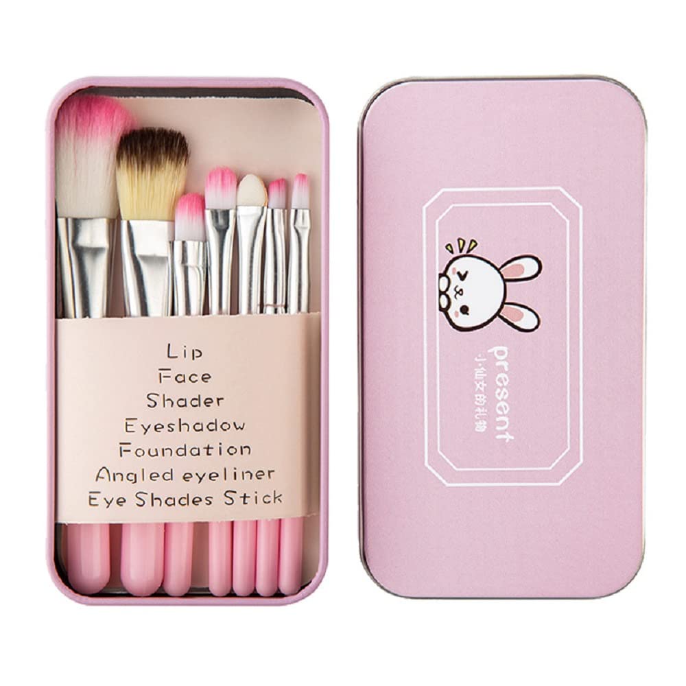 Pimoys Children Makeup Brushes, 7Pcs Makeup Brush Set Foundation Eyebrow Eyeliner Brush Cosmetic Concealer Brushes For Kids Girl
