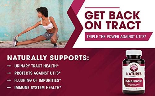 D MANNOSE with Cranberry Extract & Vitamin C - Urinary Tract UT Cleanse & Bladder Health - Protects Against Urinary Tract Infections UTI - Natural Healthy Flush & Detox Impurities | 60 Veg Capsule