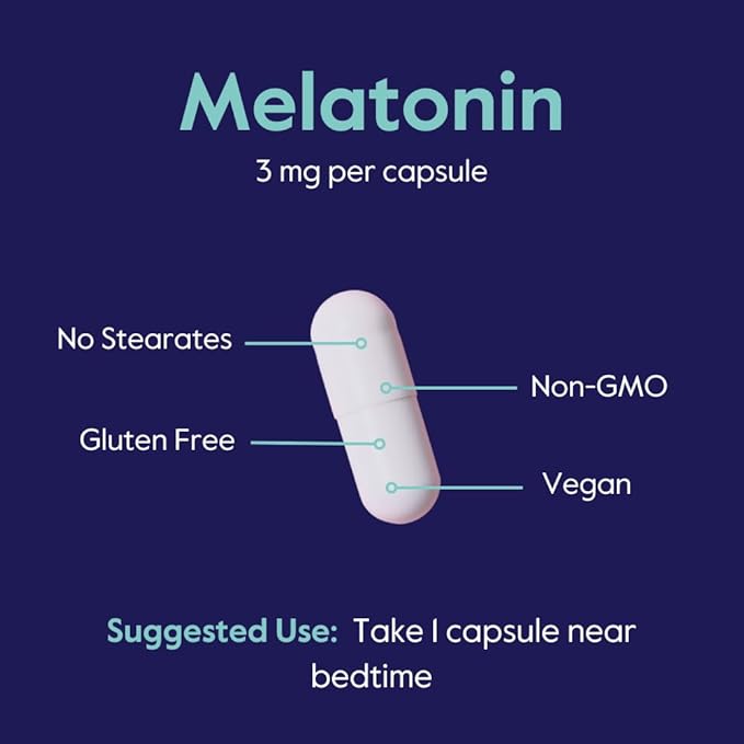 BESTVITE Melatonin 3mg (480 Vegetarian Capsules) (240 x 2) (Value Pack) - No Crospovidone - No Dextrose - No Dicalcium Phosphate - No Stearates - Vegan - Non GMO - Gluten Free