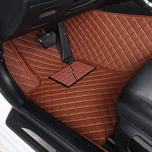 Custom Floor Mats for Cars fit 95% Sedan SUV Sports Car Full Coverage All Weather Men Women Pads Protection Non-Slip Leather Floor Liners (Black Wine red Stitching)