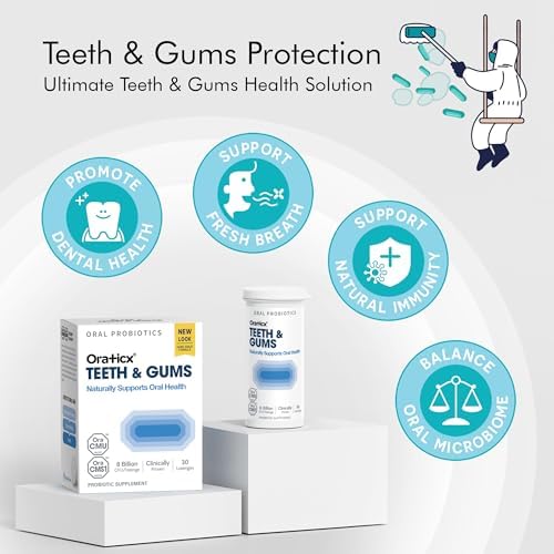 Teeth & Gums Dental Probiotic, 8 Billion CFU - Naturally Supports Oral Health, Fresh Breath, and Immunity, Oral Probiotic Supplement, Grape Flavor 30 Lozenges 1-PK