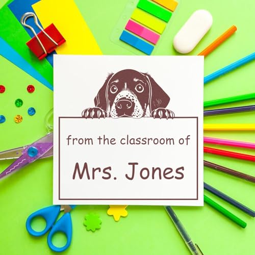 German Shorthaired Pointer Dog Stamp - Pre-Inked Customized Teacher Stamp for After-School Program Instructors, Ideal for Books and Educational Materials - Unique German Shorthaired Pointer Design