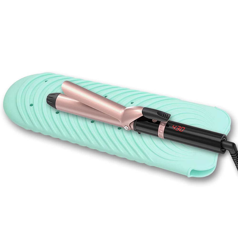 Heat Resistant Mat For Curling Iron, Silicone Flat Iron Holder For Counter, Portable Travel Pocket For Hot Hair Styling Tools
