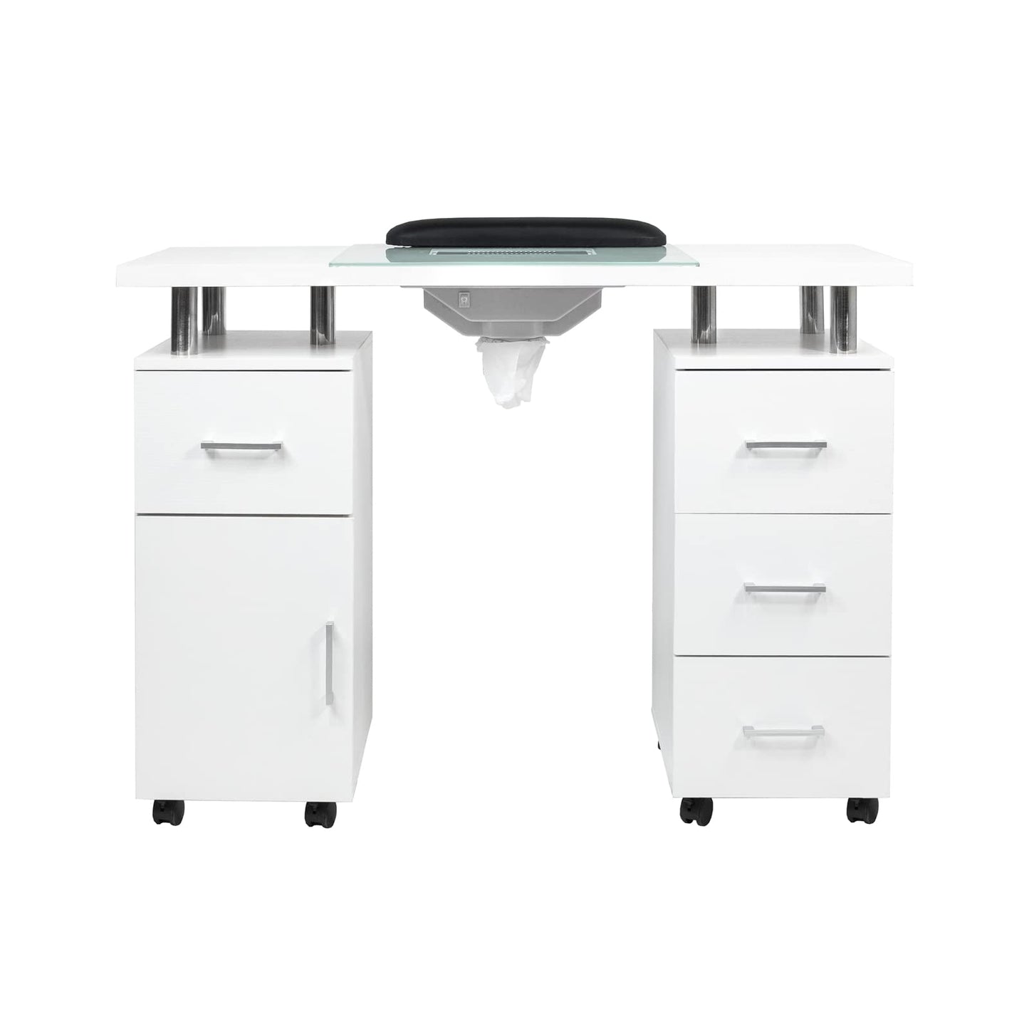 Manicure Table Glass Glow White Ii Salon Nail Table Salon Furniture & Equipment, Light Version