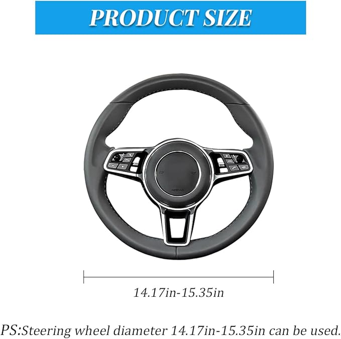 Car Steering Wheel Cover, Elastic Anti-Slip Microfiber PU Leather Auto Steering Wheel Protector, Comfortable Vehicle Interior Protective Accessories, Universal for RV, SUV, Truck (Black/Red)