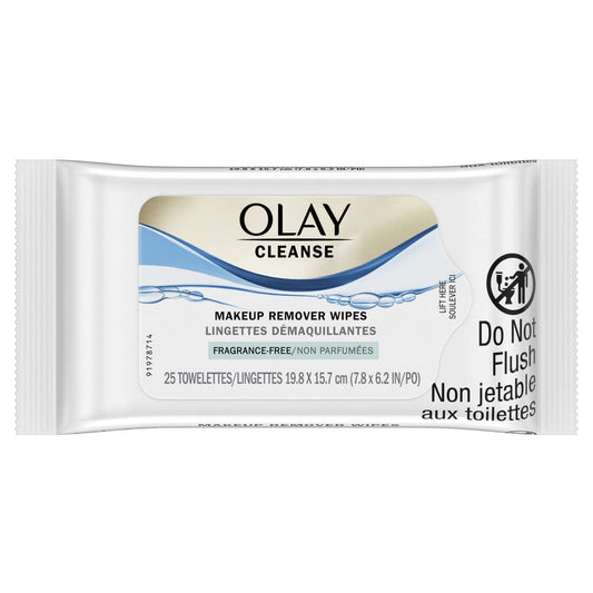 Olay Cleanse Makeup Remover Wipes, Fragrance Free, 25 Count
