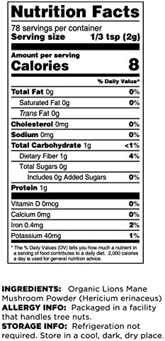 Terrasoul Superfoods Organic Lion's Mane Mushroom Powder (4:1 Extract), 11 Ounces