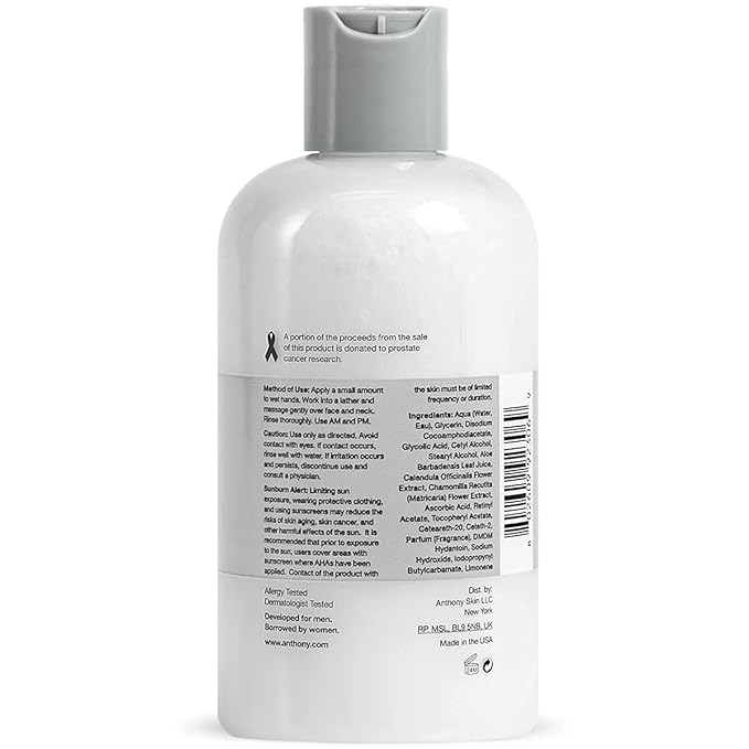 Anthony Glycolic Facial Cleanser, Normal to Oily Skin 8 Fl Oz, and Anthony Facial Scrub, 8 Fl Oz