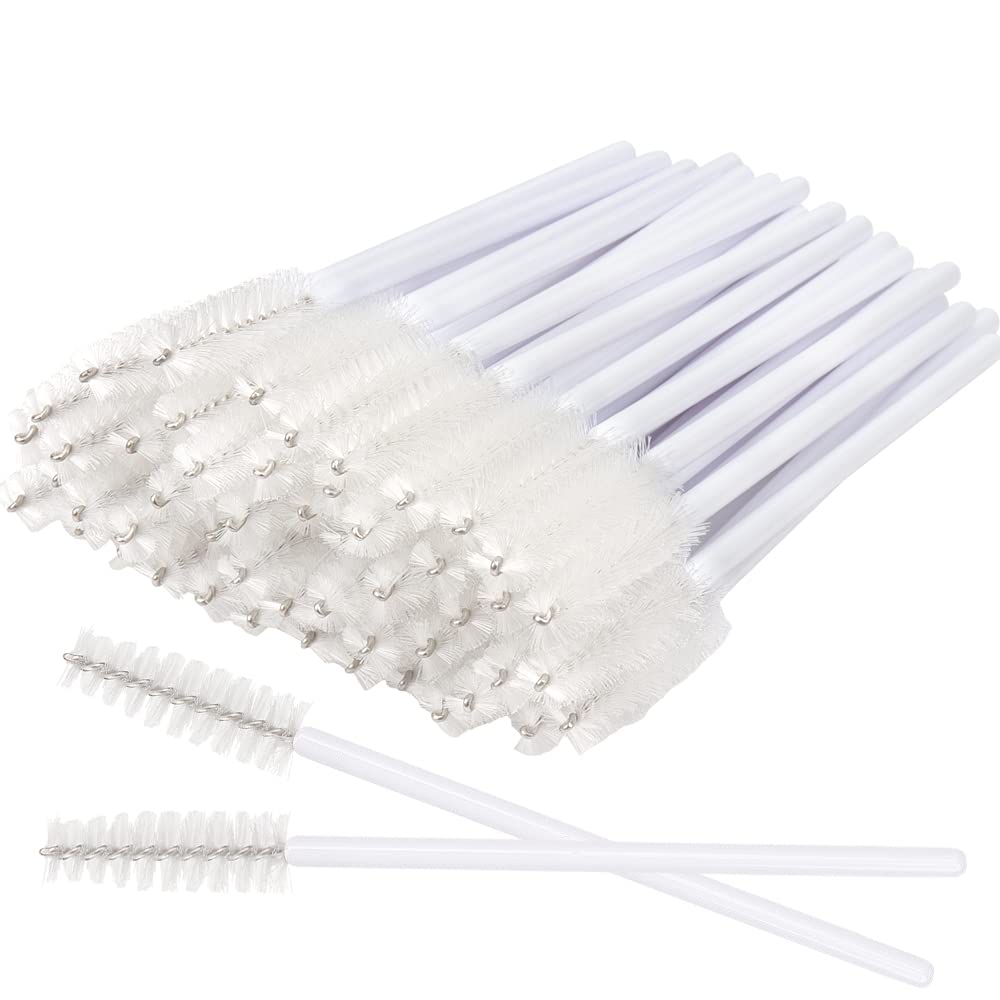 300 Pack Eyelash Mascara Wands Disposable Lash Brushes For Extensions Makeup Brush Applicators Tool Kit, White/White