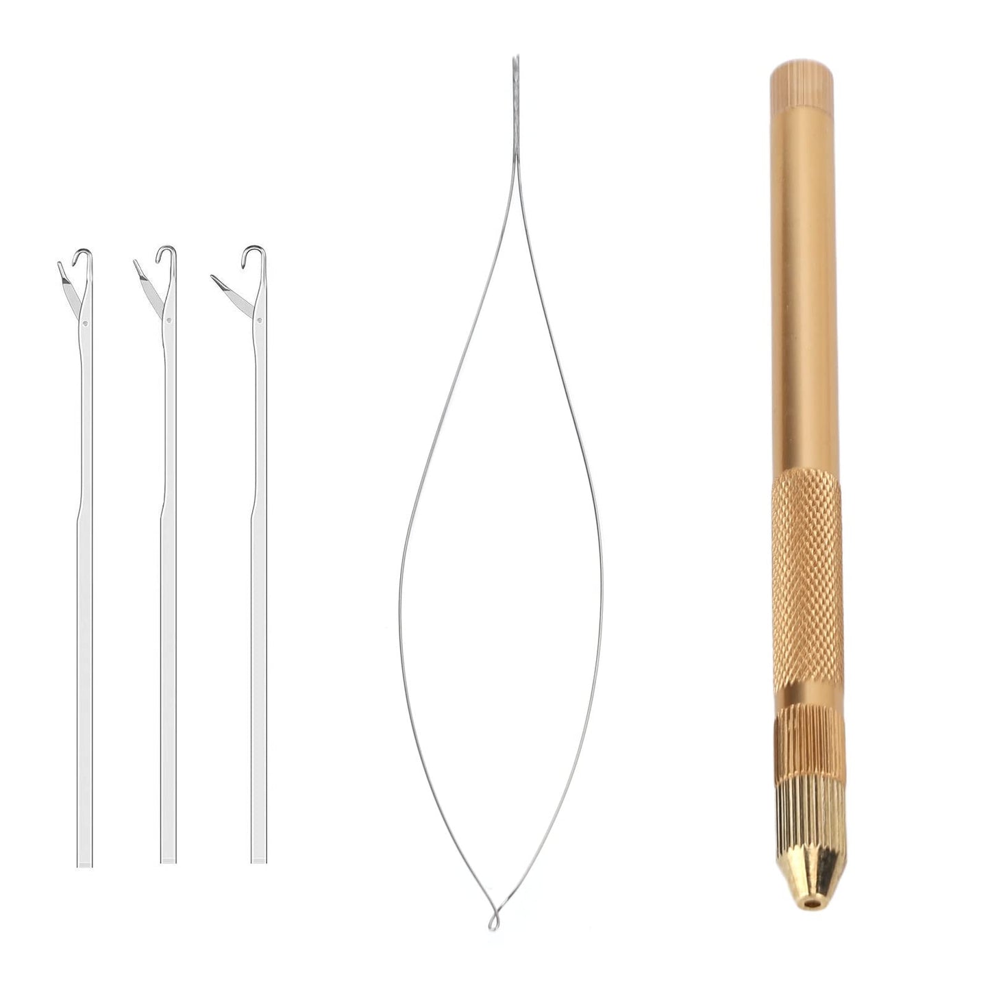 Hair Extension Loop Needle For Hair Extensions, Hair Extension Welding Needle Threader Pull Hook Tool And Beading Jig Tool, For